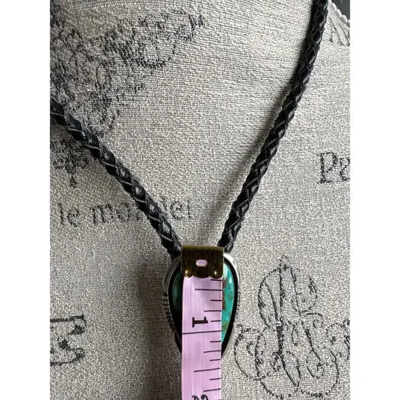 Vintage Turquoise Bolo Tie – Real Stone, Braided Leather, - Main Image